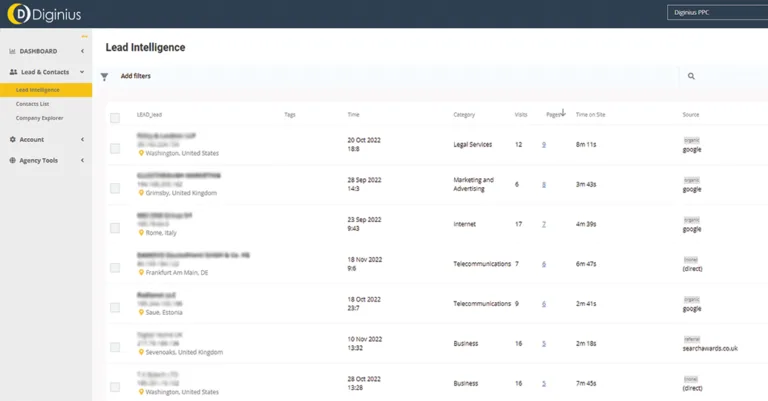 Lead Intelligence desktop screen